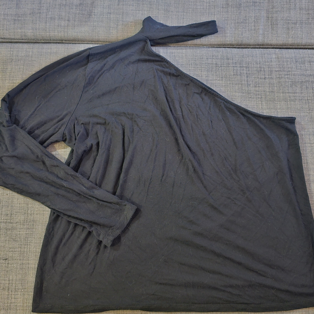Eloquii Black Asymmetrical Long Sleeve Top - Size 22/24